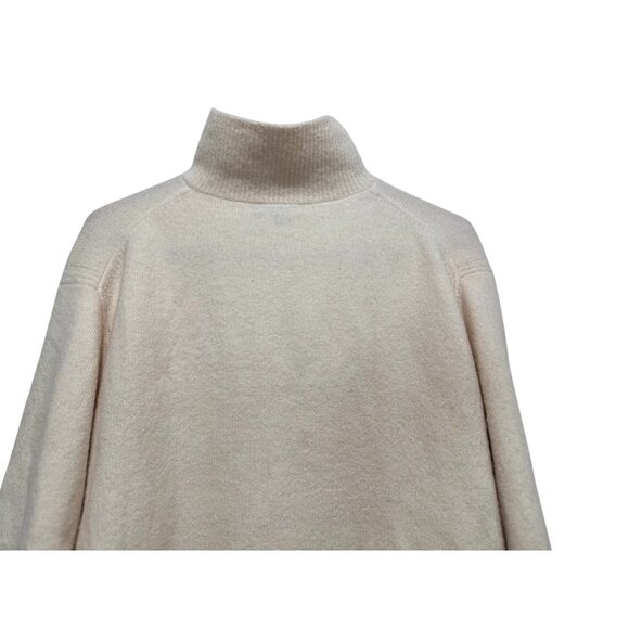 J.Crew Merino Wool Alpaca Funnel Neck Sweater Womens Small Cream Fleece Preppy - Picture 11 of 12